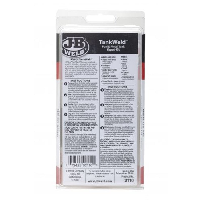 JB Weld Fuel Metal Tank Weld Repair Kit Petroleum Resistant Stop Leaks