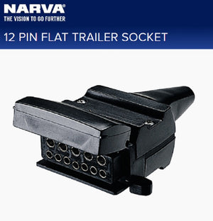 Narva 12 Pin Flat Female Socket Trailer Connector Tough ABS Plastic 82072BL
