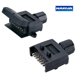 Narva 7 Pin Flat Trailer Male Plug & Female Socket Pair Quickfit Threaded End