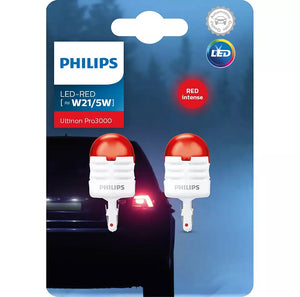 Philips LED Ultinon Pro3000 Stop Tail Bulbs W21/5W 12v Bright Intense Red W3x16q