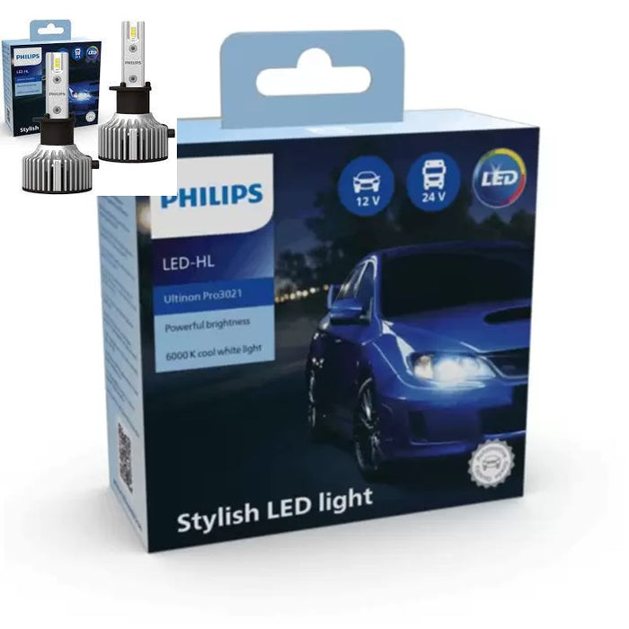 Genuine Philips LED H11 12v 24v 20w 6000K 1800L Ultinon Pro3021 2000hr PAIR