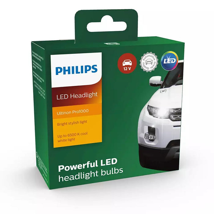 Genuine Philips LED H1 Ultinon Pro1000 Globe Pair 6500K 1150lm High Beam 12v 11w