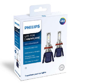 Genuine Philips LED H8 H11 H16 Fog Light Ultinon Essential 12v 6000K Globe Pack of 2