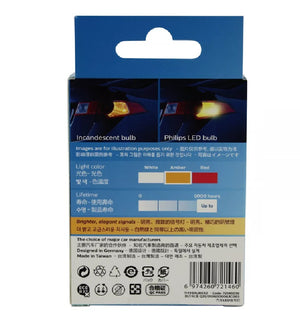 Genuine PHILIPS Amber LED 12v P21W Indicator Bulb BAU15s Ultinon Pro6000 Twin Pack