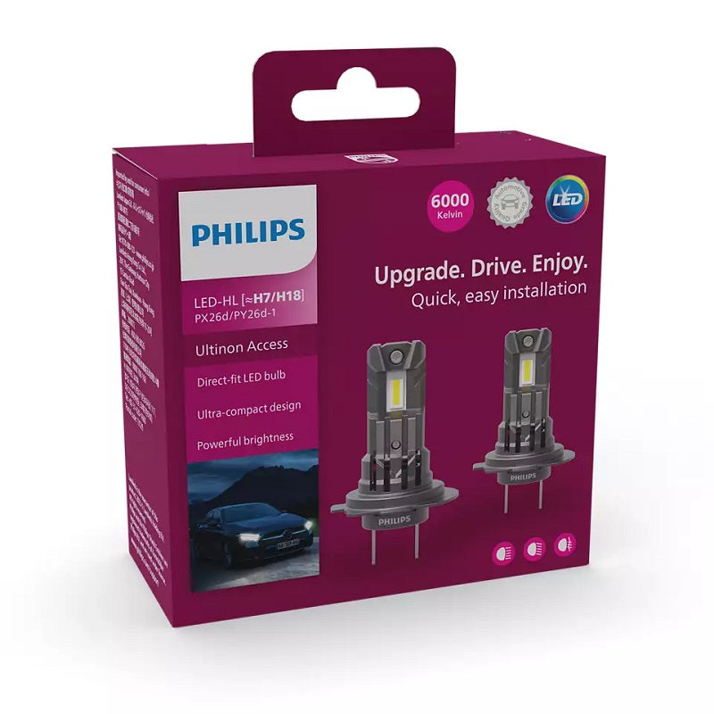 2 ampoules LED H7 Philips Ultinon Pro 3022 (non homologuées) - Feu Vert 2 ampoules LED H7 Philips Ultinon Pro 3022 (non homologuées) - Feu Vert