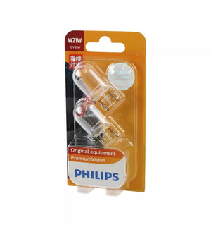 Genuine PHILIPS Stop Indicator Globe Wedge W21W 12v 21w Premium Vision 2 Pack