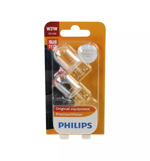 Genuine PHILIPS Stop Indicator Globe Wedge W21W 12v 21w Premium Vision 2 Pack