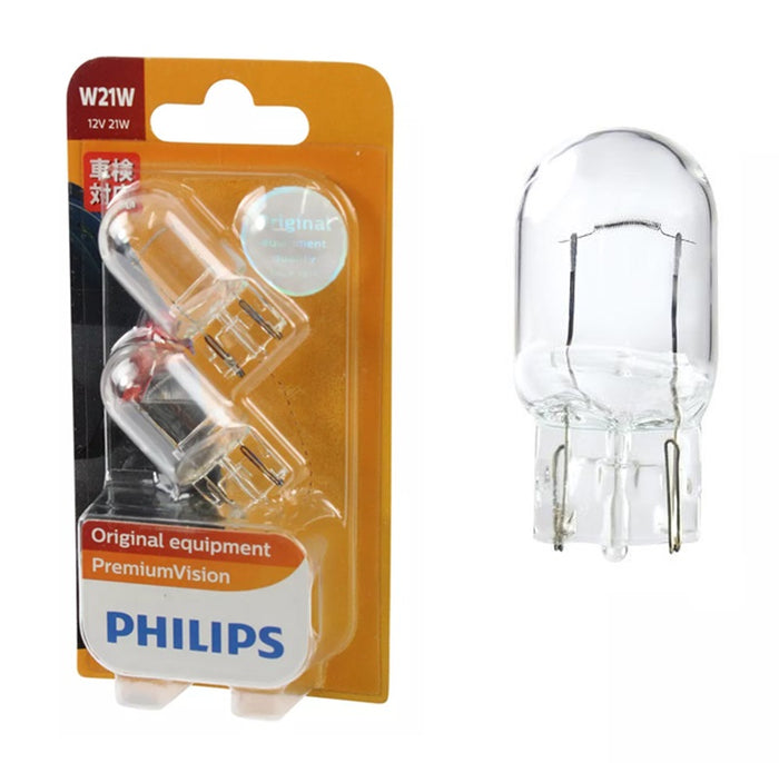 Genuine PHILIPS Stop Indicator Globe Wedge W21W 12v 21w Premium Vision 2 Pack