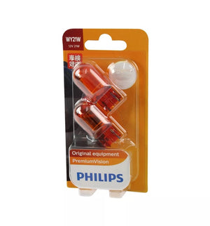 Genuine PHILIPS T20 Amber Indicator Globe Premium Vision Wedge WY21W 12v 2 Pack