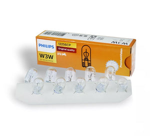 Genuine PHILIPS T10 Wedge W3W 12v 3w Standard Clear Globe Base W2.1x9.5d 10 Pack