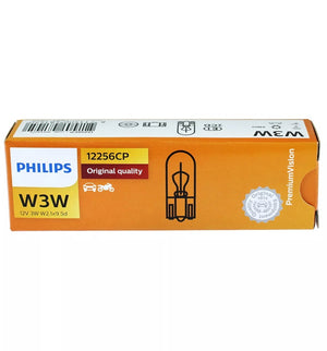 Genuine PHILIPS T10 Wedge W3W 12v 3w Standard Clear Globe Base W2.1x9.5d 10 Pack