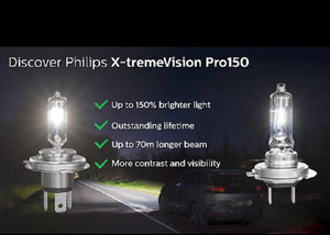 Philips HIR2 X-treme Vision Pro150 Globe Pair 12v 55W 3350K 1875L Hi Performance