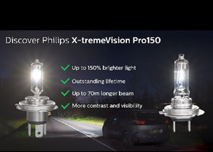 Philips HIR2 12v 55W 3350K 1875L X-treme Vision Pro150 Globe Genuine Pack of 2