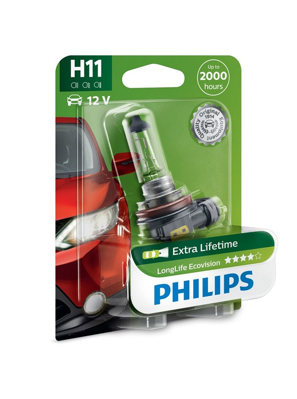 Genuine Philips H11 12v 55W 3100K Eco Vision Head Light Globe Extra Longer Life