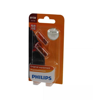 Genuine PHILIPS T10 Wedge WY5W 12v 5w Premium Vision Amber Side Globe (2)