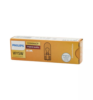 Genuine PHILIPS T10 Wedge WY5W 12v 5w Premium Vision Amber Side Globe 10 Pack