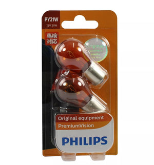 Philips Premium Vision Amber Indicator Light Bulb Bayonet PY21W 12v 21w Set of 2