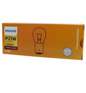 Philips Bayonet P21W 12V BA15s Indicator Brake Reverse Globe Premium Vision (10 PACK)