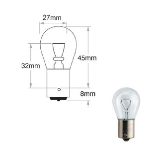 Philips Bayonet P21W 12V BA15s Indicator Brake Reverse Globe Premium Vision (10 PACK)