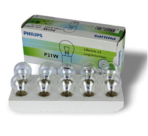 Genuine Philips Bayonet Bulb 12V 21W BA15s Eco Vision 3 x Longer Life 10 Pack