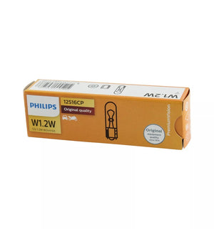 Genuine PHILIPS T5 Wedge Bulb W1.2W 12v 1.2w Premium Vision Dash Globe 10 Pack