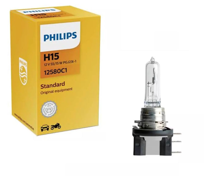 Genuine PHILIPS Standard Fog Light Globe H15 12V 55/15W PGJ23T - Single Bulb