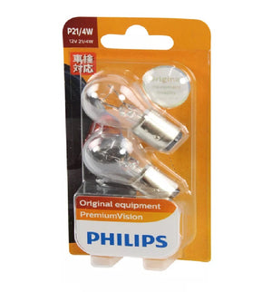 Genuine PHILIPS Bayonet Bulb P21/4W 12V Premium Vision Light Globe BAZ15D 2 Pack