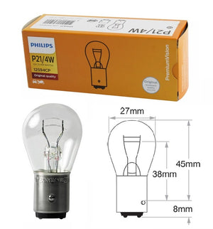 Genuine Philips Bayonet Light Globe P21/4W 12V Premium Vision BAZ15D - 10 Pack