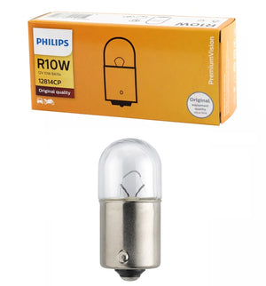 Genuine Philips Bayonet Light Globe R10W 12v 10w Premium Vision BA15s - 10 Pack