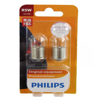 Genuine Philips Bayonet Light Globe R5W 12V 5W Premium Vision BA15s - Twin Pack