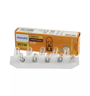 Genuine Philips T10 Wedge W5W 12v 5w Globe W2.1x9.5d Premium Vision - 10 PACK