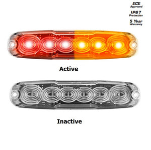 LED 12v 24v Stop Tail Indicator Light Clear with Illumination Low Profile 8mm Twin Pack
