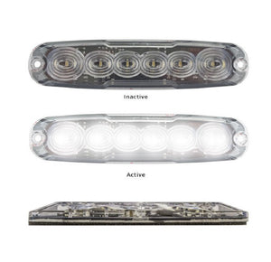 LED 12v 24v Reverse Light Clear with Illumination Low Profile 8mm Twin Pack