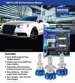 Narva H1 Globe 12/24V LED Headlight Globes Conversion Kit Twin Pack Precise Beam
