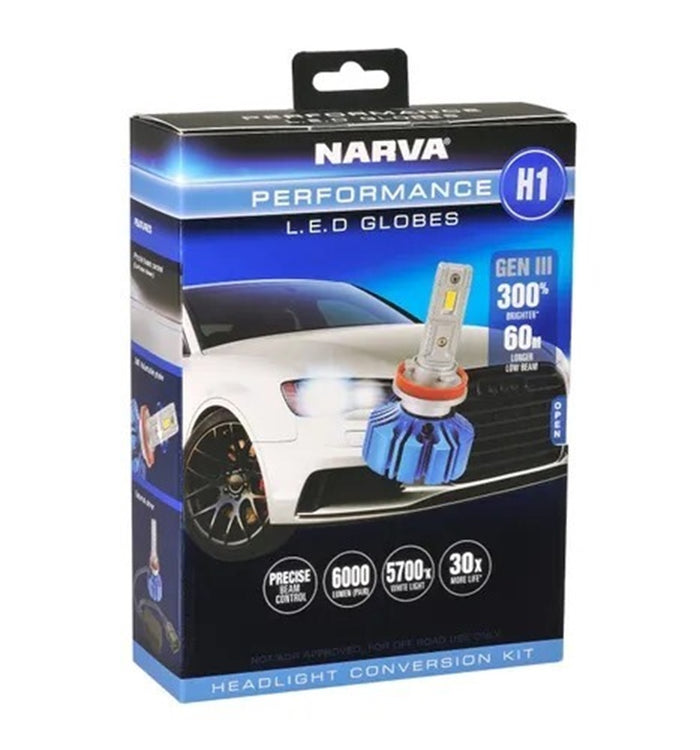 Narva H1 Globe 12/24V LED Headlight Globes Conversion Kit Twin Pack Precise Beam
