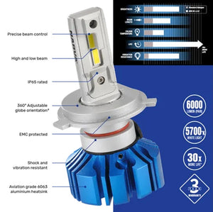 Narva H1 Globe 12/24V LED Headlight Globes Conversion Kit Twin Pack Precise Beam