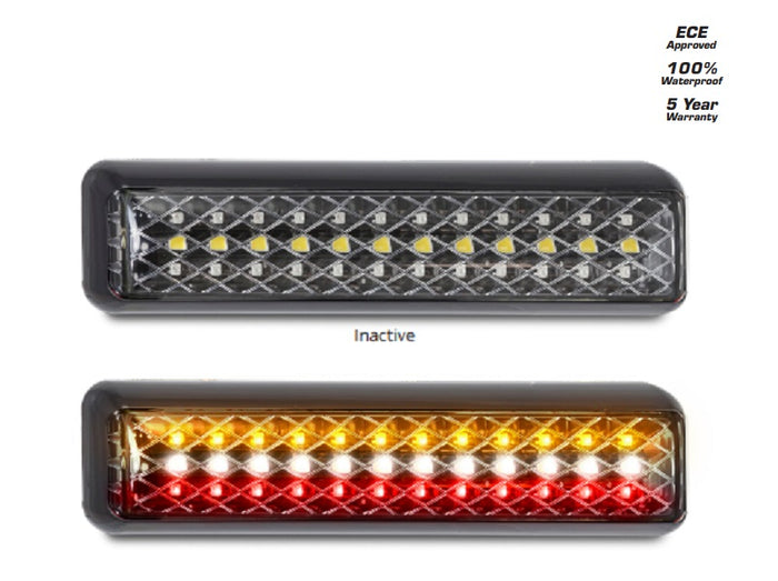 LED 12v 24v Stop Tail Indicator Reverse Light Clear with Illumination Twin Pack