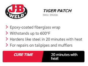 JB Weld TIGER PATCH Epoxy Coated Fiberglass Wrap For Mufflers Tailpipe Exhaust