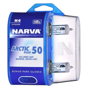 Narva H4 Globes Arctic Blue 12V 60/55W P43T 3900°K ADR Icy Blue/White Appearance