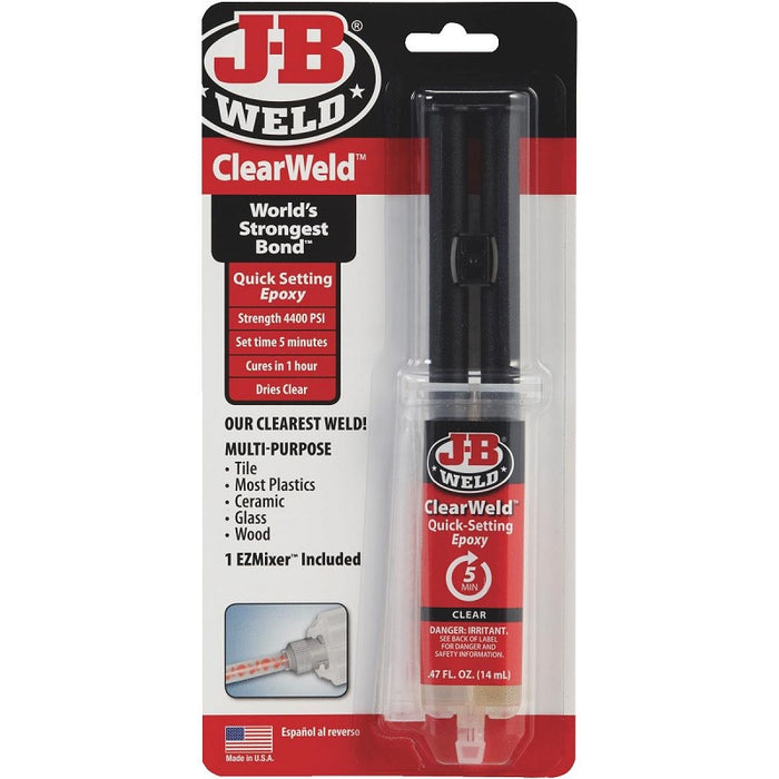 JB Weld ClearWeld Quick 5 Min Set Epoxy Glue Adhesive Syringe 14ml Multi Purpose