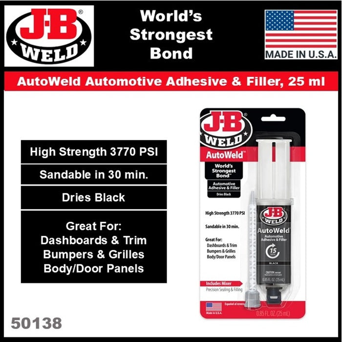 JB Weld Auto Weld Adhesive Bumpers Grilles Dashboard Trim Body Door Panels