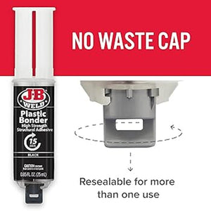 JB Weld Plastic Bonder Black Adhesive Gap Filler Plastic/Plastic/Metal 50139