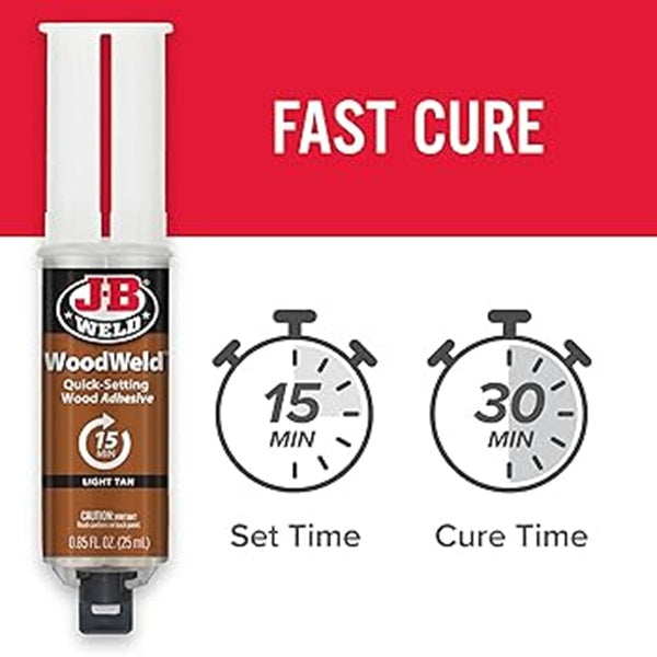 JB Weld WOODWELD™ 25ml Fast-Setting Two-Part Adhesive For Wood Bonding & Repairs