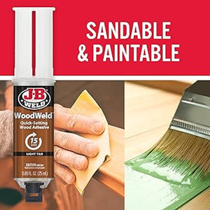 JB Weld WOODWELD™ 25ml Fast-Setting Two-Part Adhesive For Wood Bonding & Repairs