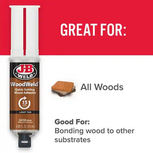 JB Weld WOODWELD™ 25ml Fast-Setting Two-Part Adhesive For Wood Bonding & Repairs