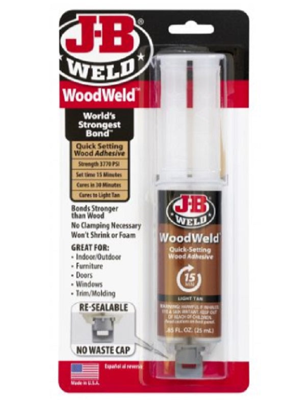 JB Weld WOODWELD™ 25ml Fast-Setting Two-Part Adhesive For Wood Bonding & Repairs