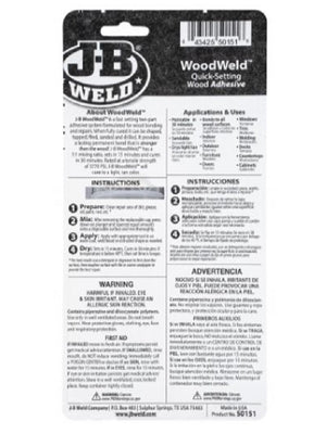 JB Weld WOODWELD™ 25ml Fast-Setting Two-Part Adhesive For Wood Bonding & Repairs