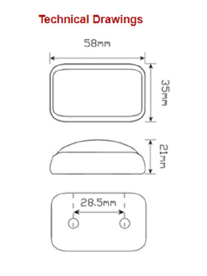 LED Side Marker Clearance Light Amber 12v 24v Caravan Truck Trailer 58AM