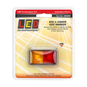 LED Side Marker Clearance Light Red/Amber Chrome Housing 12v 24v Caravan Trailer