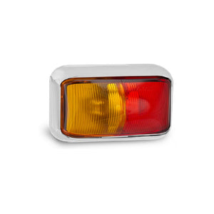 LED Side Marker Clearance Light Red/Amber Chrome Housing 12v 24v Caravan Trailer (PAIR)